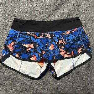 Lululemon Speed Short 3” Size 4 Paint Storm Harbor Blue Multi Black